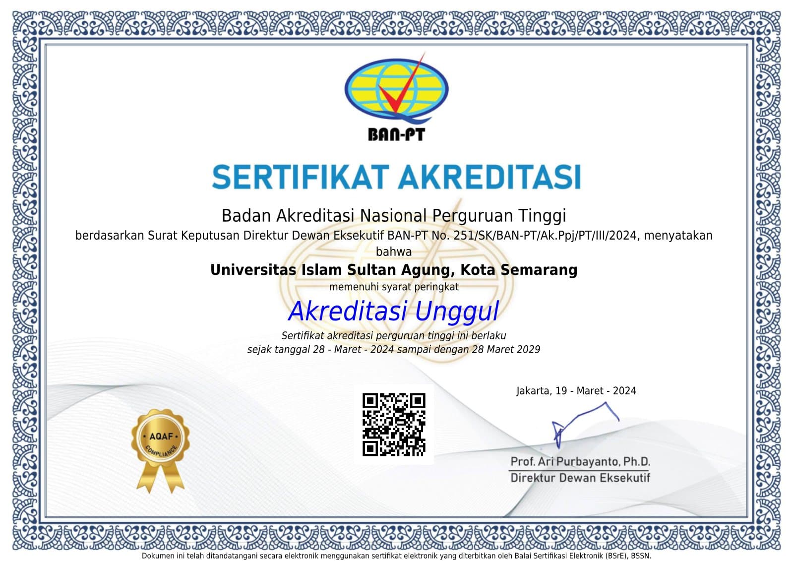 Certificate — UNISSULA (Institutional)